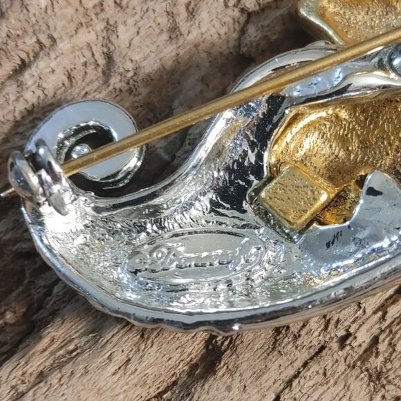 Brooch Pin Vintage Danecraft Cornucopia Gold Silver Toned Collectible Costume - Picture 4 of 10